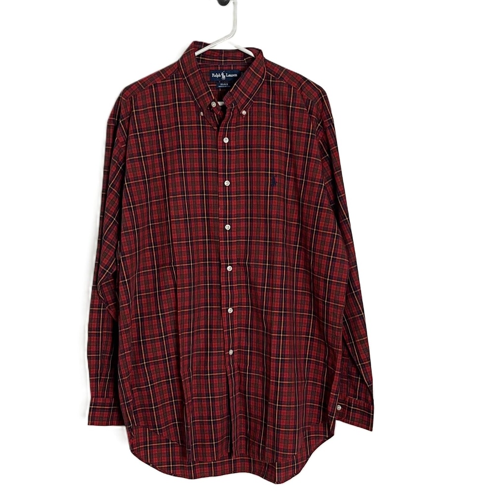 Ralph Lauren Blake Cotton Multicolor Plaid Long Sleeve‎ Button Down Shirt Large
